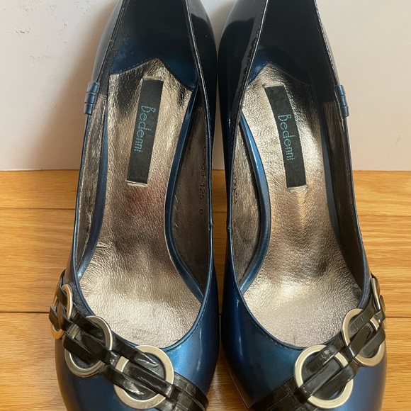Bedenni Blue and Black Leather Heels Size 6 - Picture 6 of 7